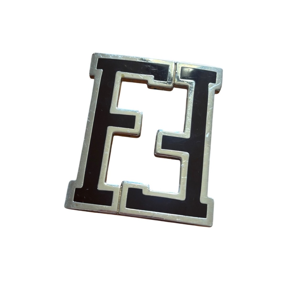 Fendi FF Zucca Logo Belt Buckle ONLY Silver Black Made in Italy